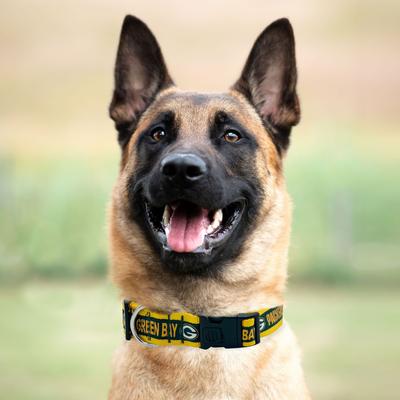 Show full view: Pets First Satin Nylon Standard Dog Collar, Green Bay Packers, X-Large: 22 to 32-in neck, 1.25-in wide slide 4 of 6