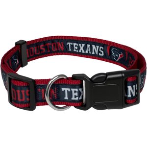 Pets First Satin Nylon Standard Dog Collar, Houston Texans, Large: 14 to 24-in neck, 1-in wide