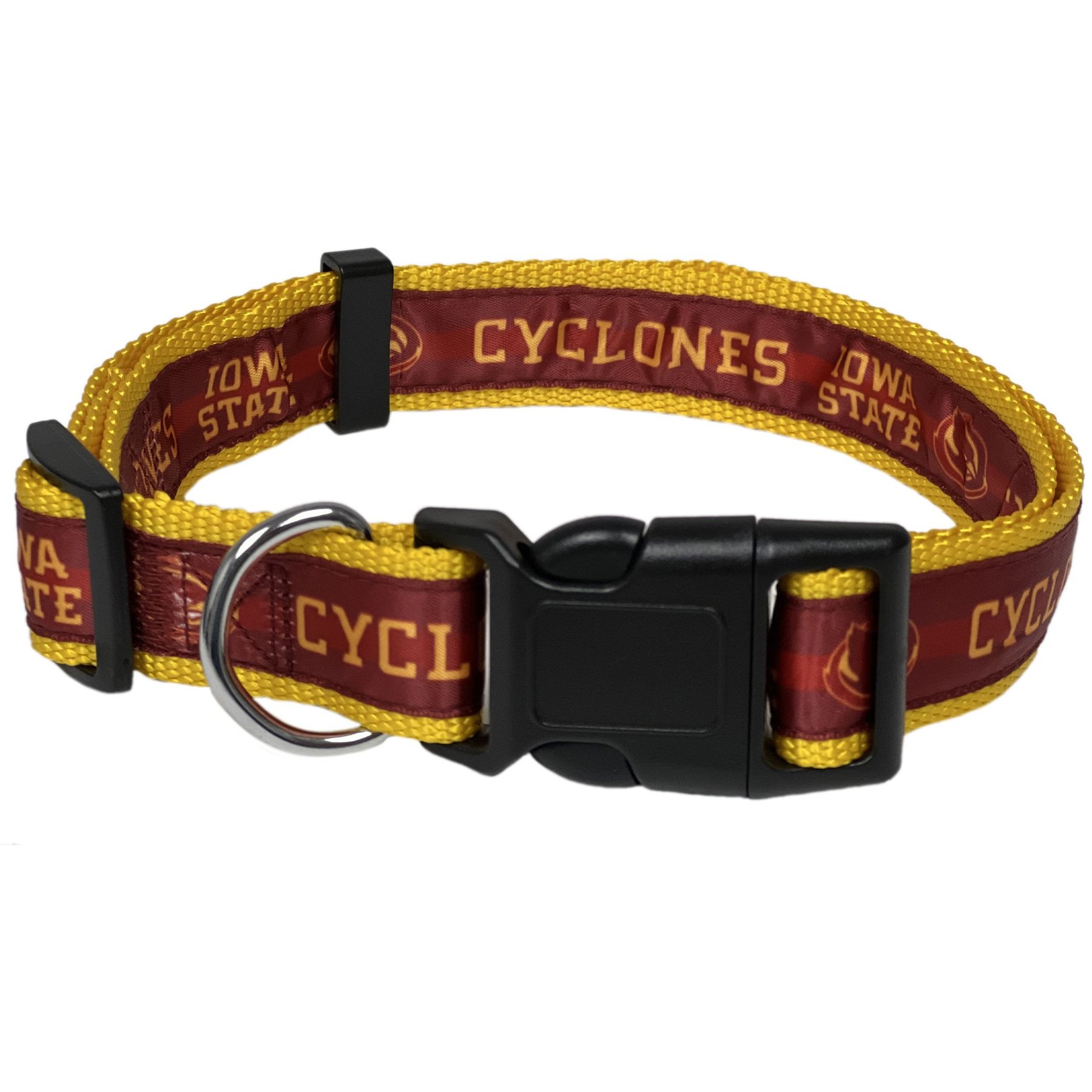 Pets First Satin Nylon Standard Dog Collar, Iowa State, Large: 14 to 24-in neck, 1-in wide