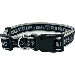Pets First Satin Nylon Standard Dog Collar, Las Vegas Raiders, Medium: 10 to 16-in neck, 5/8-in wide
