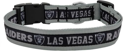 Show full view: Pets First Satin Nylon Standard Dog Collar, Las Vegas Raiders, X-Large: 22 to 32-in neck, 1.25-in wide slide 2 of 6