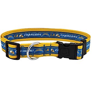Pets First Satin Nylon Standard Dog Collar, Los Angeles Chargers, X-Large: 22 to 32-in neck, 1.25-in wide