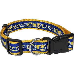 Pets First Satin Nylon Standard Dog Collar, Los Angeles Rams, Large: 14 to 24-in neck, 1-in wide