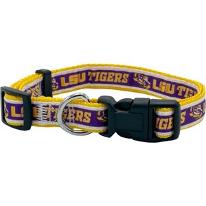 Pets First Satin Nylon Standard Dog Collar, Lsu, Medium: 10 to 16-in neck, 5/8-in wide