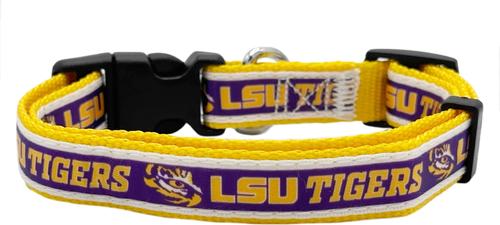 Show full view: Pets First Satin Nylon Standard Dog Collar, Lsu, Medium: 10 to 16-in neck, 5/8-in wide slide 2 of 6