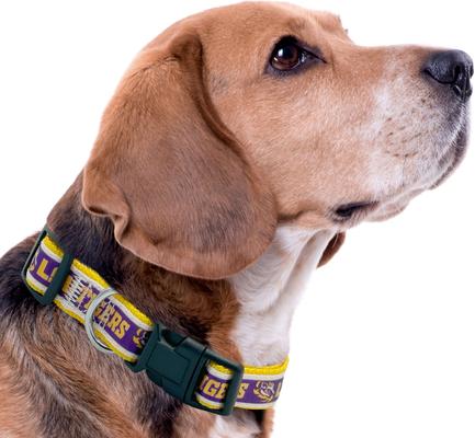 Show full view: Pets First Satin Nylon Standard Dog Collar, Lsu, Small: 6 to 12-in neck, 3/8-in wide slide 4 of 6