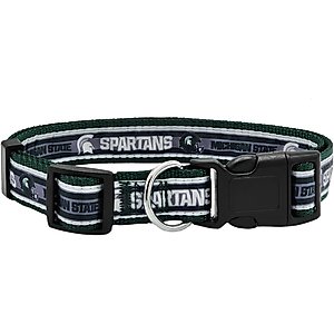 Pets First Satin Nylon Standard Dog Collar, Michigan State, Large: 14 to 24-in neck, 1-in wide