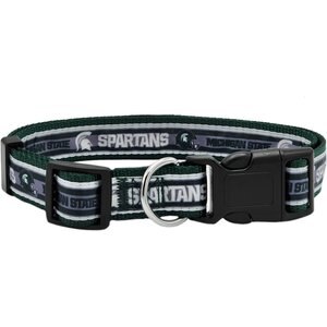 Pets First Satin Nylon Standard Dog Collar, Michigan State, Medium: 10 to 16-in neck, 5/8-in wide