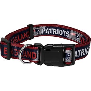 Pets First Satin Nylon Standard Dog Collar, New England Patriots, Large: 14 to 24-in neck, 1-in wide
