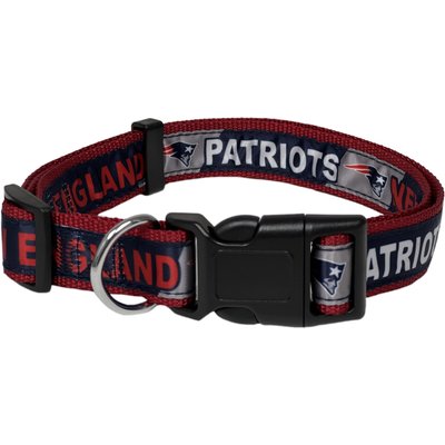 Pets First Pets First Satin Nylon Standard Dog Collar, New England Patriots, Large: 14 to 24-in neck, 1-in wide