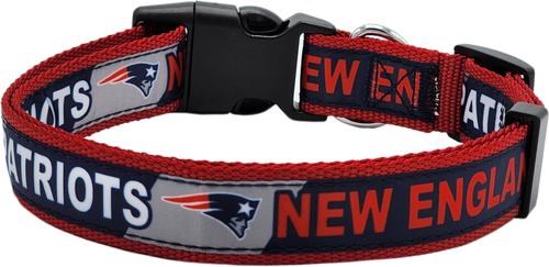 Show full view: Pets First Satin Nylon Standard Dog Collar, New England Patriots, Medium: 10 to 16-in neck, 5/8-in wide slide 2 of 6