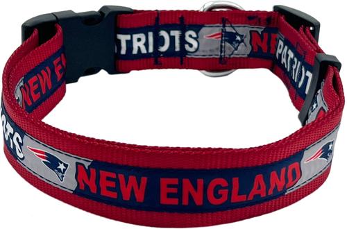 Show full view: Pets First Satin Nylon Standard Dog Collar, New England Patriots, X-Large: 22 to 32-in neck, 1.25-in wide slide 3 of 7