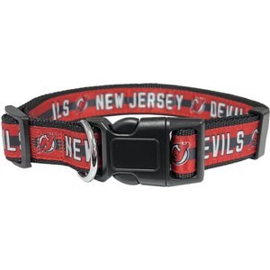 Pets First Satin Nylon Standard Dog Collar, New Jersey Devils, Large: 14 to 24-in neck, 1-in wide
