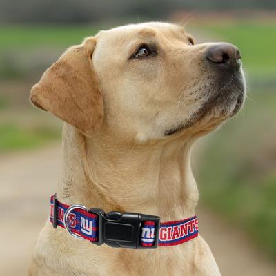 Show full view: Pets First Satin Nylon Standard Dog Collar, New York Giants, Medium: 10 to 16-in neck, 5/8-in wide slide 6 of 7