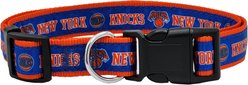 Pets First Satin Nylon Standard Dog Collar, New York Knicks, Medium: 10 to 16-in neck, 5/8-in wide