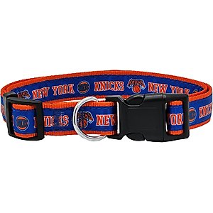 Pets First Satin Nylon Standard Dog Collar, New York Knicks, Small: 6 to 12-in neck, 3/8-in wide