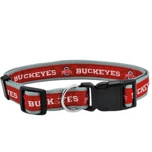 Pets First Satin Nylon Standard Dog Collar, Ohio State, Small: 6 to 12-in neck, 3/8-in wide