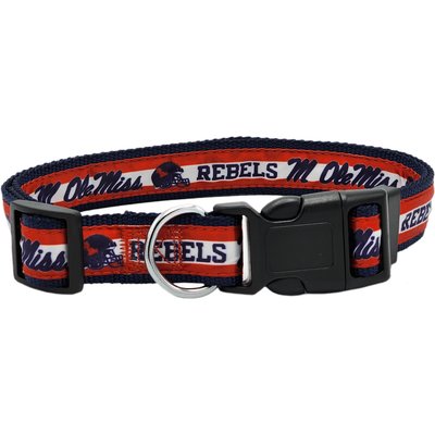 Pets First Pets First Satin Nylon Standard Dog Collar, Ole Miss, Large: 14 to 24-in neck, 1-in wide