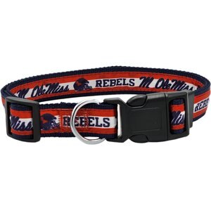 Pets First Satin Nylon Standard Dog Collar, Ole Miss, Small: 6 to 12-in neck, 3/8-in wide