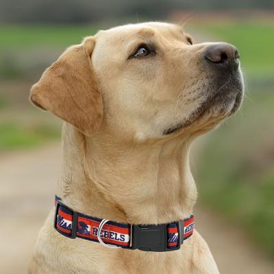 Show full view: Pets First Satin Nylon Standard Dog Collar, Ole Miss, Small: 6 to 12-in neck, 3/8-in wide slide 4 of 5