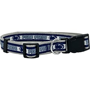 Pets First Satin Nylon Standard Dog Collar, Penn State, Medium: 10 to 16-in neck, 5/8-in wide