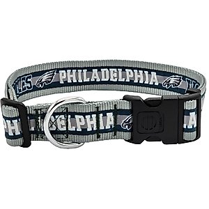 Pets First Satin Nylon Standard Dog Collar, Philadelphia Eagles, X-Large: 22 to 32-in neck, 1.25-in wide