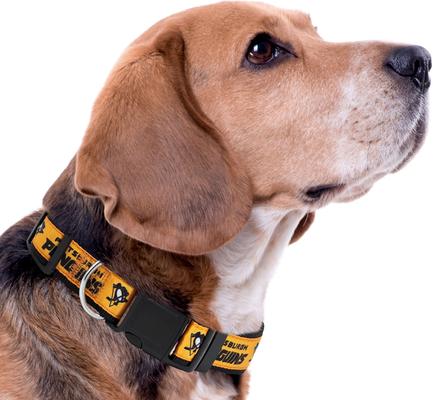Show full view: Pets First Satin Nylon Standard Dog Collar, Pittsburgh Penguins, Large: 14 to 24-in neck, 1-in wide slide 4 of 6