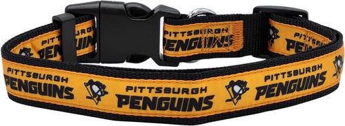 Show full view: Pets First Satin Nylon Standard Dog Collar, Pittsburgh Penguins, Large: 14 to 24-in neck, 1-in wide slide 2 of 6