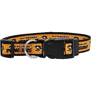 Pets First Satin Nylon Standard Dog Collar, Pittsburgh Penguins, Small: 6 to 12-in neck, 3/8-in wide