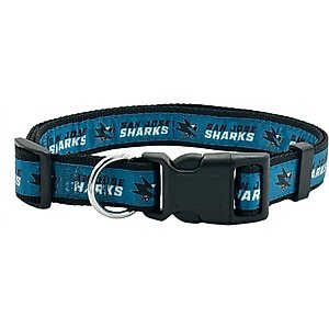 Pets First Satin Nylon Standard Dog Collar, San Jose Sharks, Large: 14 to 24-in neck, 1-in wide
