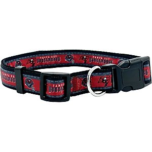 Pets First Satin Nylon Standard Dog Collar, Tampa Bay Buccaneers, Large: 14 to 24-in neck, 1-in wide