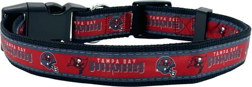 Show full view: Pets First Satin Nylon Standard Dog Collar, Tampa Bay Buccaneers, Large: 14 to 24-in neck, 1-in wide slide 2 of 6