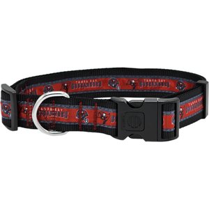 Pets First Satin Nylon Standard Dog Collar, Tampa Bay Buccaneers, X-Large: 22 to 32-in neck, 1.25-in wide