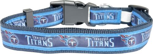 Show full view: Pets First Satin Nylon Standard Dog Collar, Tennessee Titans, Small: 6 to 12-in neck, 3/8-in wide slide 3 of 7
