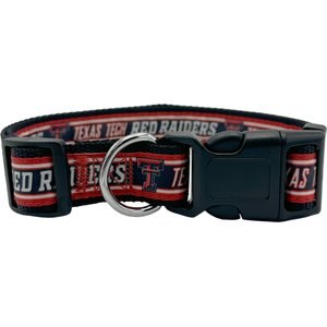 Pets First Satin Nylon Standard Dog Collar, Texas Tech, Large: 14 to 24-in neck, 1-in wide