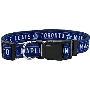 Pets First Satin Nylon Standard Dog Collar, Toronto Maple Leafs, Small: 6 to 12-in neck, 3/8-in wide