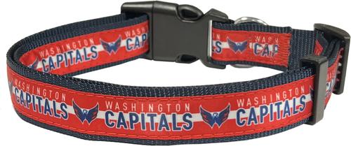 Show full view: Pets First Satin Nylon Standard Dog Collar, Washington Capitals, Large: 14 to 24-in neck, 1-in wide slide 2 of 6