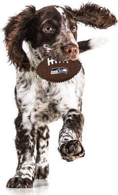 Show full view: Pets First Seattle Seahawks Hard Nylon Football Dog Chew Toy, Brown slide 3 of 5