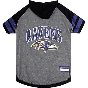 Pets First Sport Team Dog & Cat Hoodie T-Shirt, Baltimore Ravens, Medium