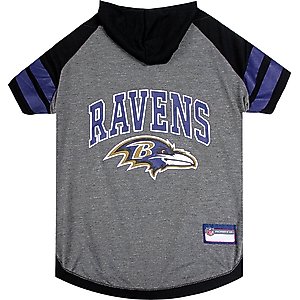 Pets First Sport Team Dog & Cat Hoodie T-Shirt, Baltimore Ravens, Small