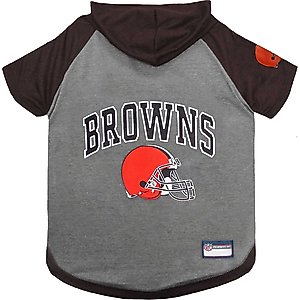 Pets First Sport Team Dog & Cat Hoodie T-Shirt, Cleveland Browns, Large