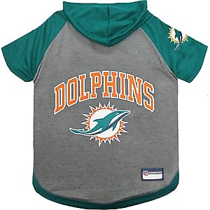 Pets First Sport Team Dog & Cat Hoodie T-Shirt, Miami Dolphins, Large