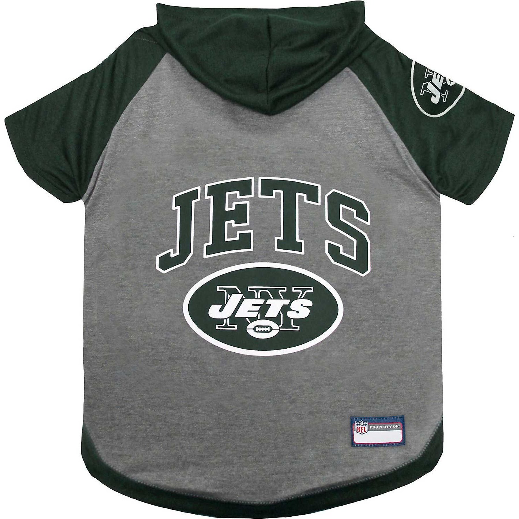 Pets First Sport Team Dog & Cat Hoodie T-Shirt, New York Jets, Large