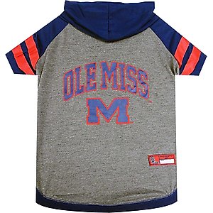 Pets First Sport Team Dog & Cat Hoodie T-Shirt, Ole Miss, Large