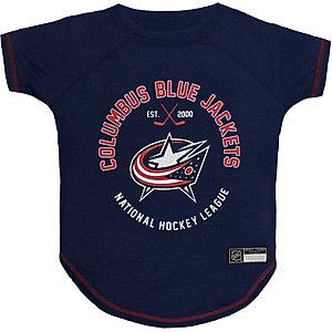Pets First Sport Team Dog & Cat T-Shirt, Columbus Blue Jackets, Small