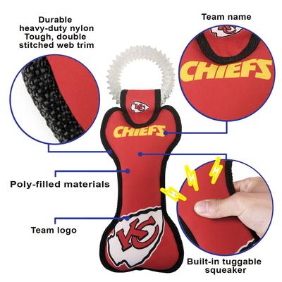 Show full view: Pets First Squeaky Dental Dog Tug Toy, Kansas City Chiefs slide 5 of 6