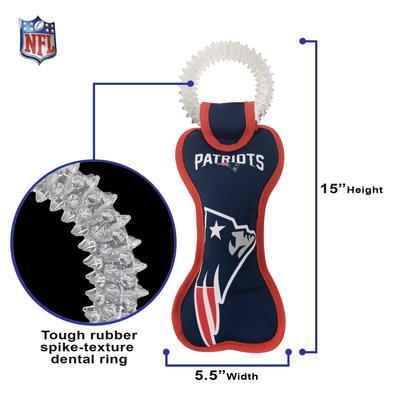Show full view: Pets First Squeaky Dental Dog Tug Toy, New England Patriots slide 5 of 7