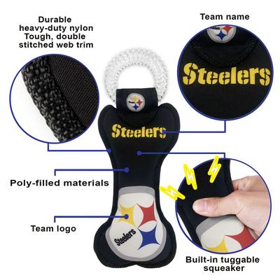 Show full view: Pets First Squeaky Dental Dog Tug Toy, Pittsburgh Steelers slide 6 of 7