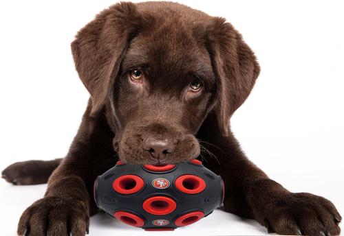 Show full view: Pets First Tough Treat Dispenser Dog Toy, San Francisco 49ers slide 3 of 6