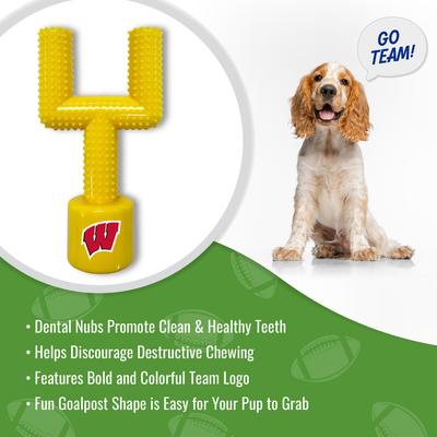 Show full view: Pets First Wisconsin Hard Nylon Goal Post Dog Chew Toy, Yellow slide 4 of 5